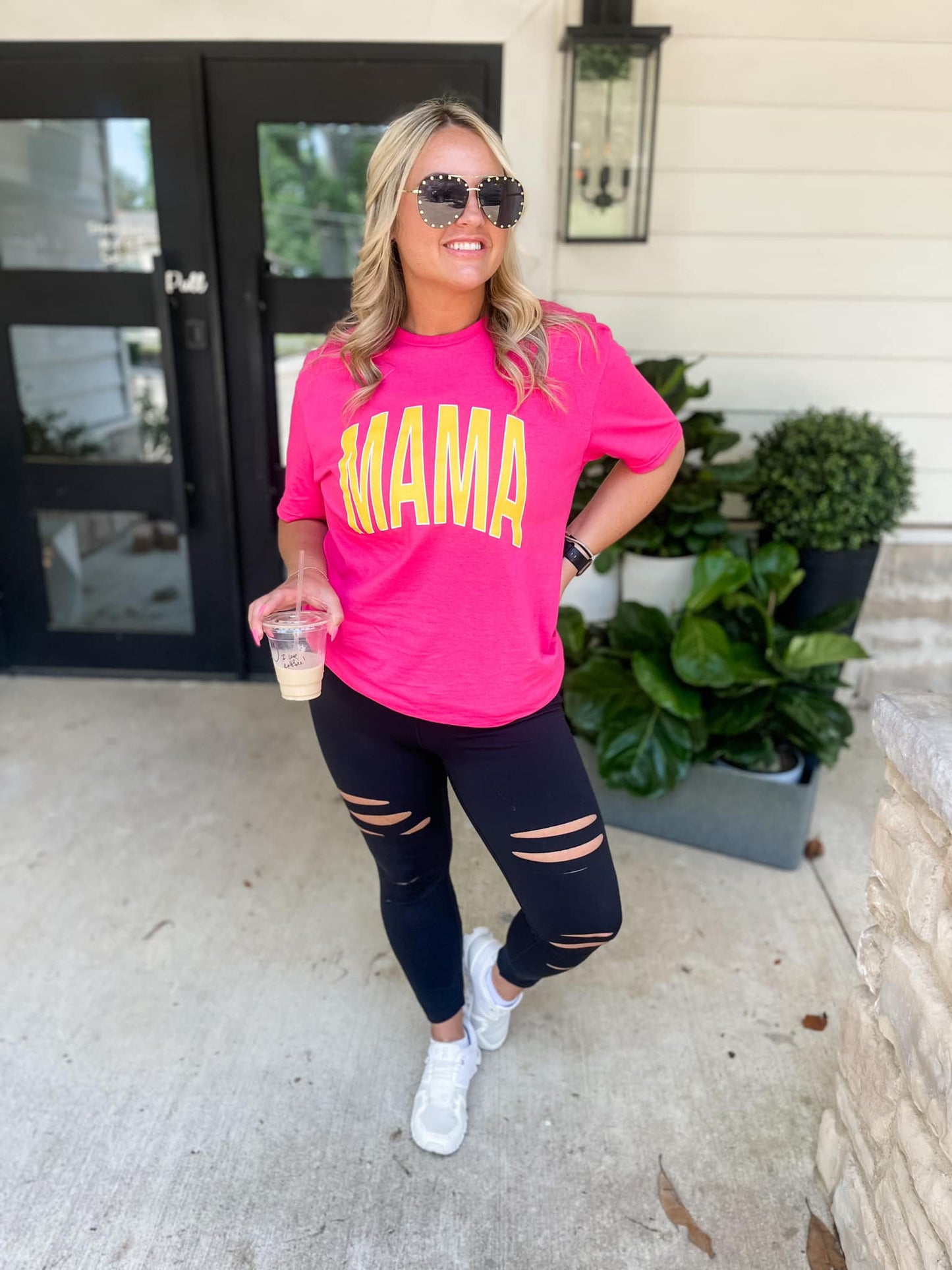 Hot Pink and Yellow Mama Tee