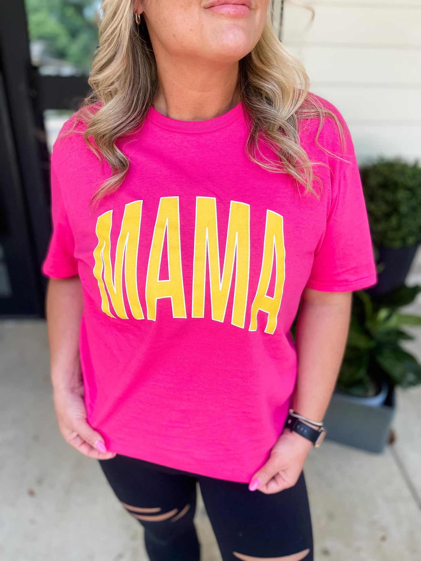 Hot Pink and Yellow Mama Tee