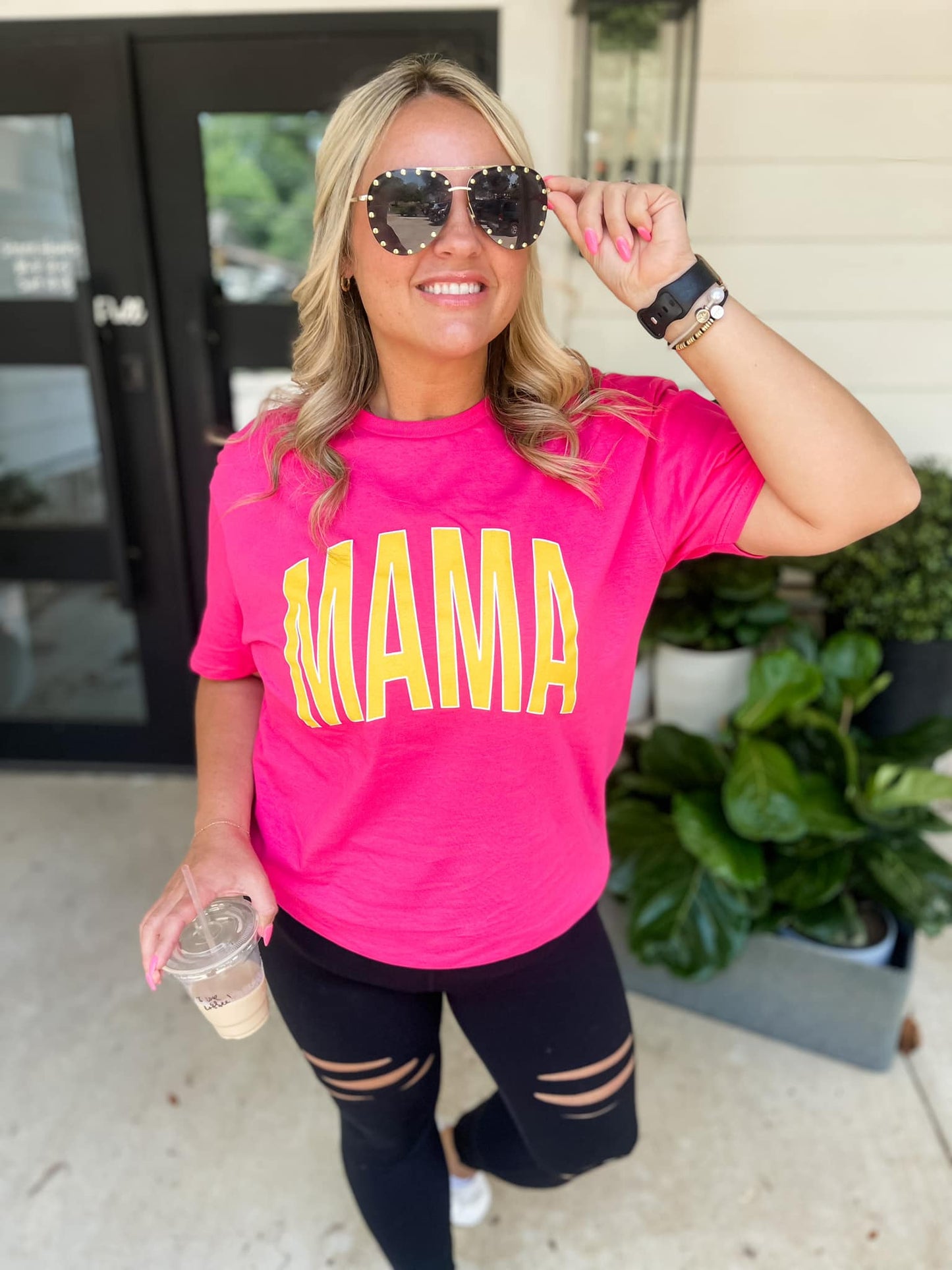 Hot Pink and Yellow Mama Tee