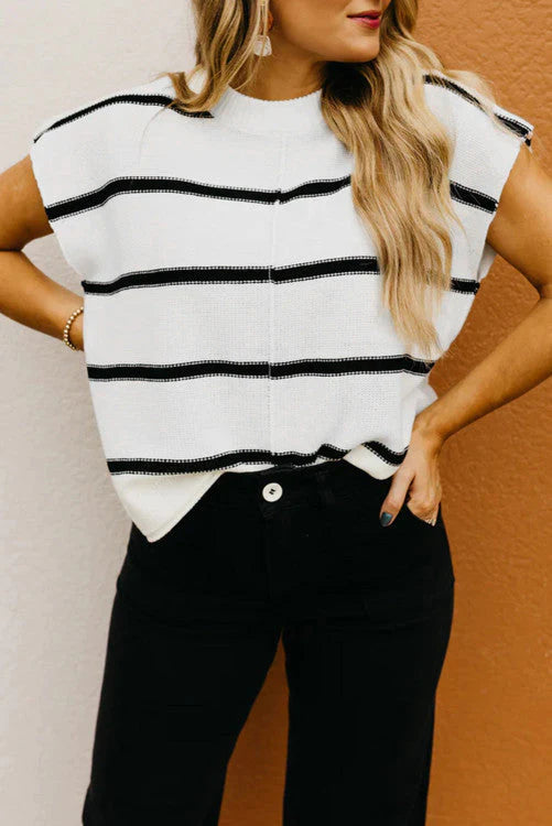 White Stripe Sweater Tee