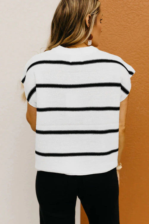 White Stripe Sweater Tee