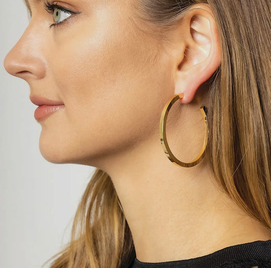 Gold Post Hoop Earrings