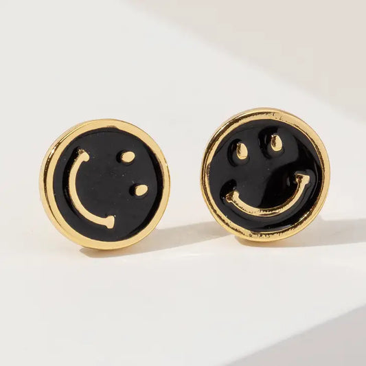 Black Smile Stud Earrings