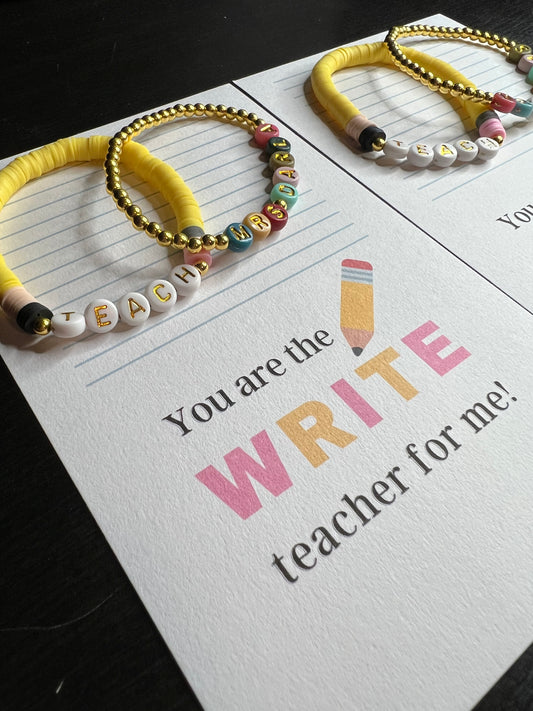 Customized Teacher Appreciation Bracelet Set and Card