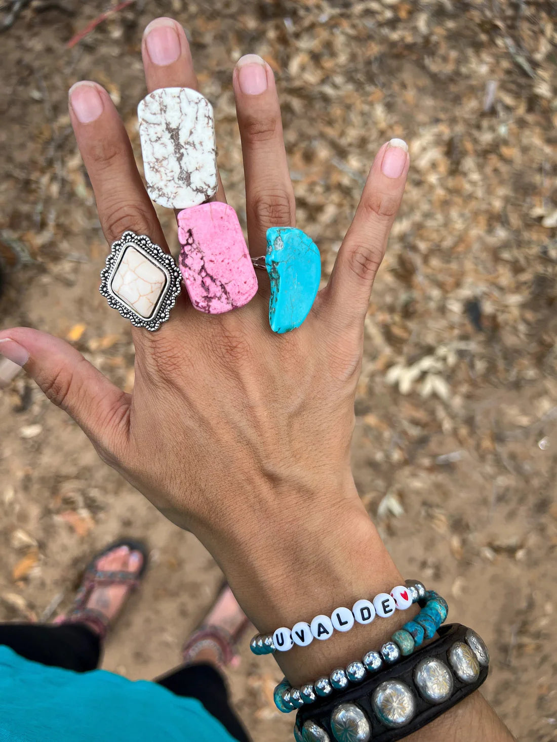 White Turquoise Slab Ring