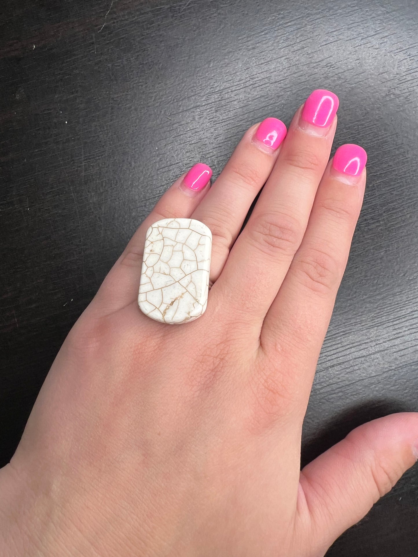 White Turquoise Slab Ring