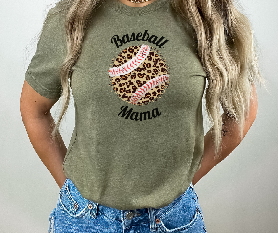 Leopard Baseball Mama Short Sleeve Tee