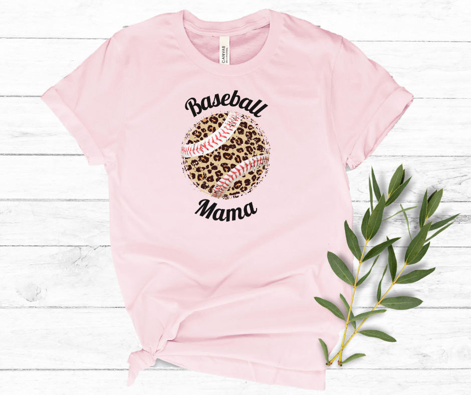 Leopard Baseball Mama Short Sleeve Tee