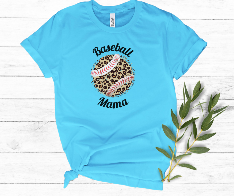 Leopard Baseball Mama Short Sleeve Tee