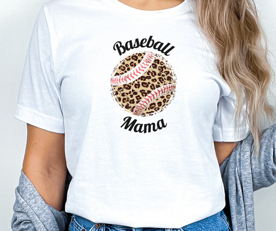 Leopard Baseball Mama Short Sleeve Tee